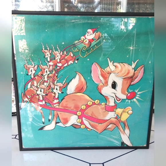 Rudolph the Red Nosed Reindeer Christmas Album + Cover Original Graphics Framed - Picture 7 of 7